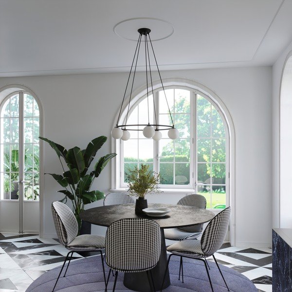 Biele/čierne závesné svietidlo so skleneným tienidlom Umerta – Sollux-image-4