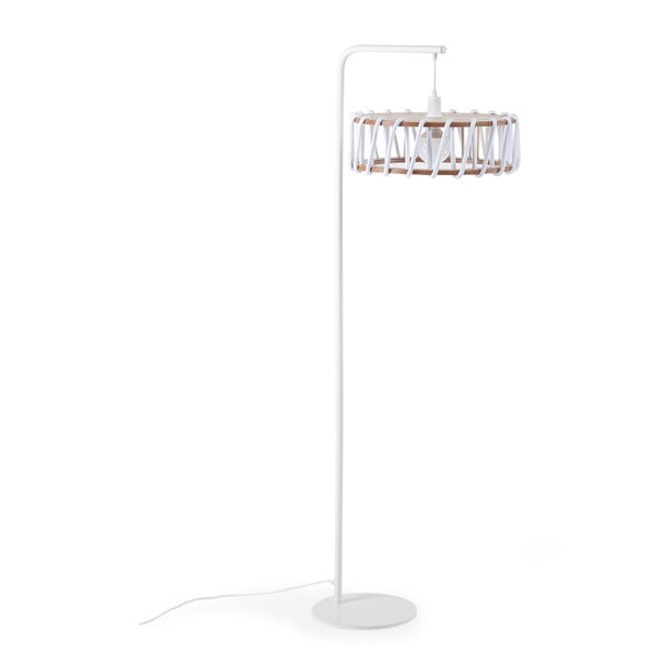 Stojacia lampa s bielou konštrukciou a veľkým bielym tienidlom EMKO Macaron-image-1