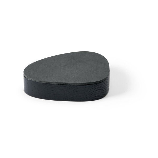 Čierny/antracitový drevený/z eko kože úložný box s vekom/dekoratívny 14x12,5x3,5 cm Curve Nupo – LIND DNA