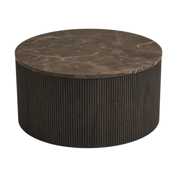 Tmavohnedý okrúhly konferenčný stolík s doskou v dekore mramoru ø 80 cm Rota – House Nordic
