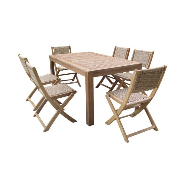 Záhradná súprava 6 stoličiek a stola z akáciového dreva Ezeis Falcon Natural