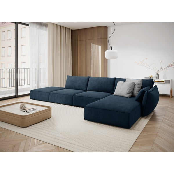 Tmavomodrá rohová pohovka (pravý roh) Vanda - Mazzini Sofas-image-1