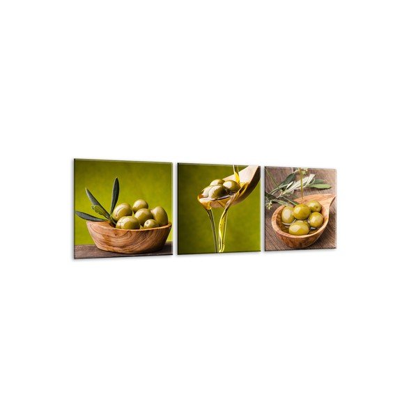 Sada 3 obrazov Styler Glasspik Set Olives-image-2