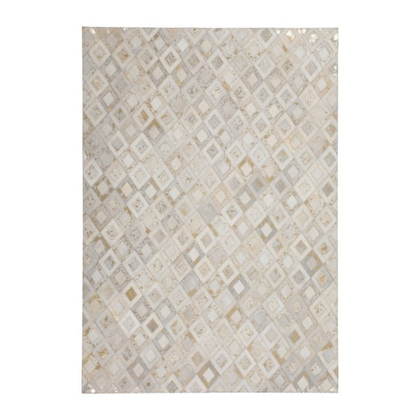 Krémovo-zlatý kožený koberec Dazzle, 80x150cm