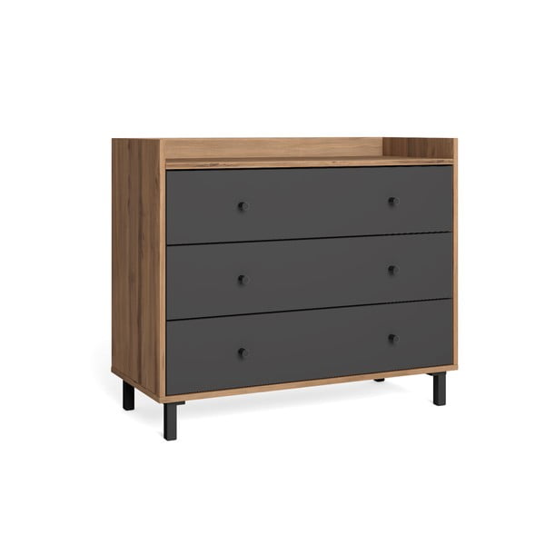 Sivá nízka komoda v dekore orecha 92x75 cm Malta - Marckeric-image-1