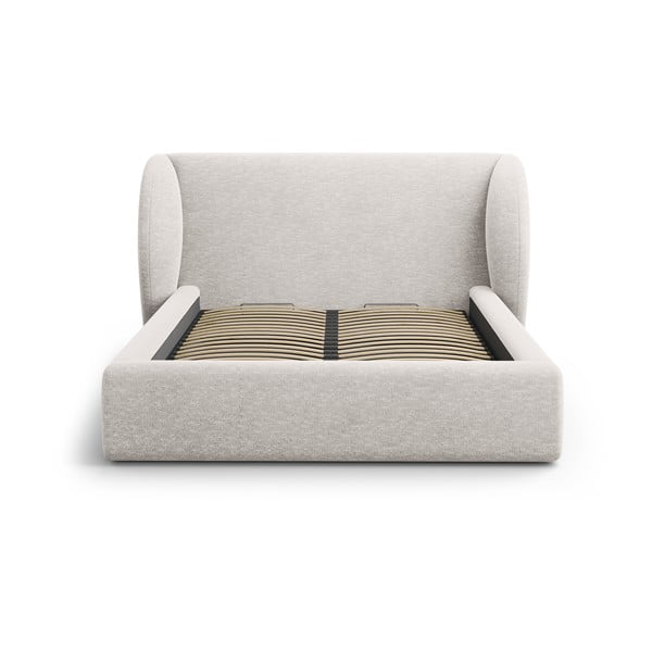 Svetlosivá čalúnená dvojlôžková posteľ s úložným priestorom s roštom 160x200 cm Miley – Micadoni-image-3