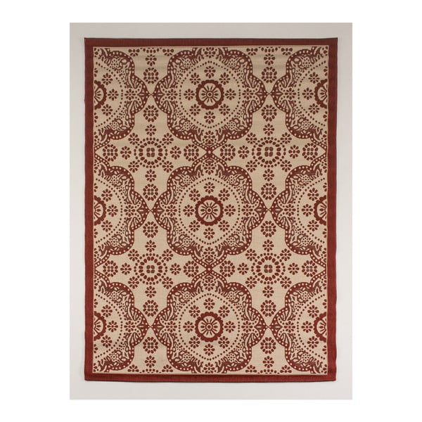 Červeno-béžový koberec vhodný do exteriéru Casa Sisall, 240 × 70 cm
