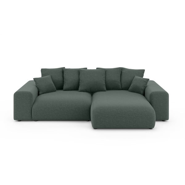 Tmavozelená rozkladacia rohová pohovka s úložným priestorom (variabilný roh) Luma – Ropez