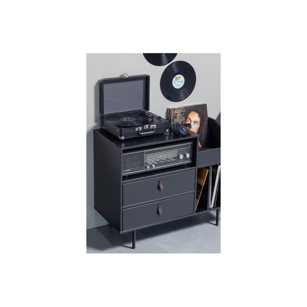 Čierna gramofónová skrinka z borovicového dreva 90x73 cm Jackson – WOOOD-image-3