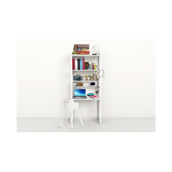 Biely detský policový diel s písacím stolom Flexa Shelfie, výška 189,2 cm-image-1
