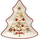 Červeno-biela porcelánová servírovacia miska v tvare vianočného stromčeka Villeroy & Boch Tree, 17,5 x 16,5 cm