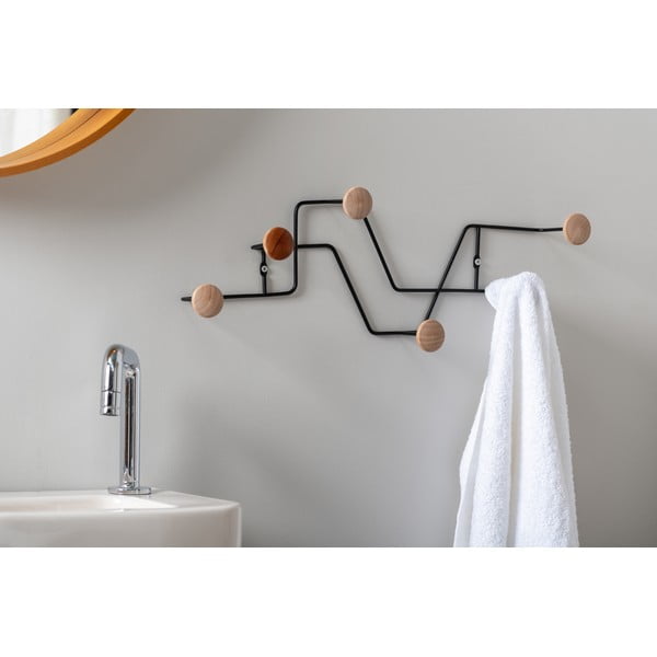 Čierny kovový nástenný vešiak Zig Zag - PT LIVING-image-1