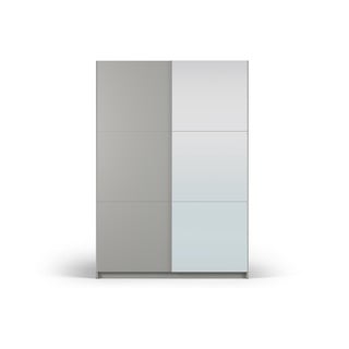 Sivá šatníková skriňa so zrkadlom a s posuvnými dverami 151x215 cm Lisburn - Cosmopolitan Design