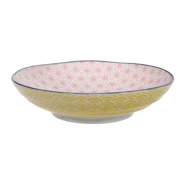 Žlto-ružový porcelánový tanier na cestoviny Tokyo Design Studio Star/Wave
