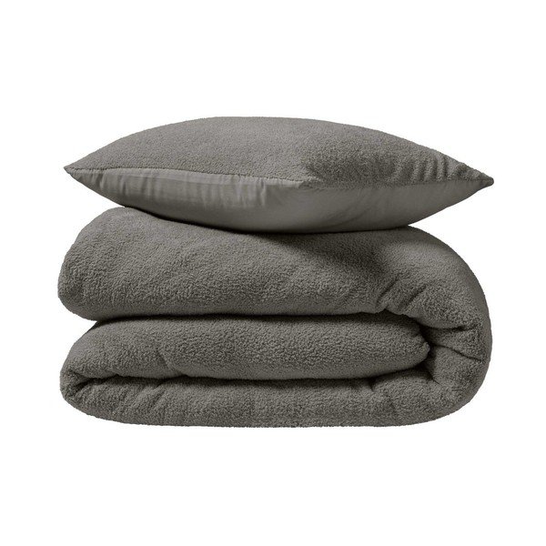 Antracitové obliečky na dvojlôžko/predĺžené z mikroplyšu 240x220 cm Helena – douceur d'intérieur