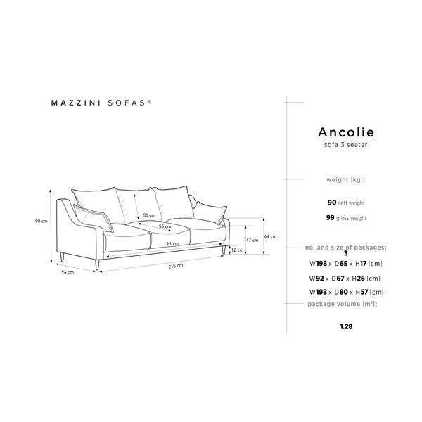 Béžová rozkladacia pohovka s úložným priestorom Mazzini Sofas Ancolie, 215 cm-image-1
