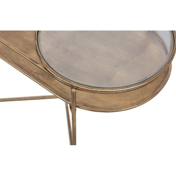 Sklenený odkladací stolík s podnožím v zlatej farbe BePureHome-image-3