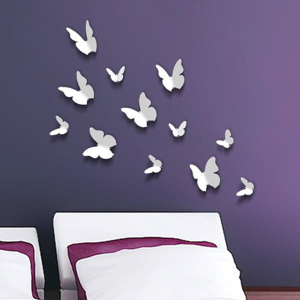 Trojrozmerné samolepky motýlikov Walplus 3D Butterflies White