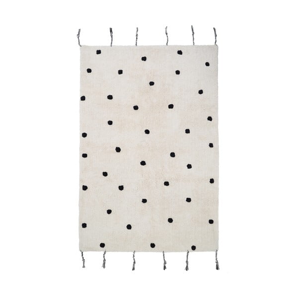Čierno-krémový umývateľný ručne tkaný bavlnený koberec 100x150 cm Nümi Black – Nattiot