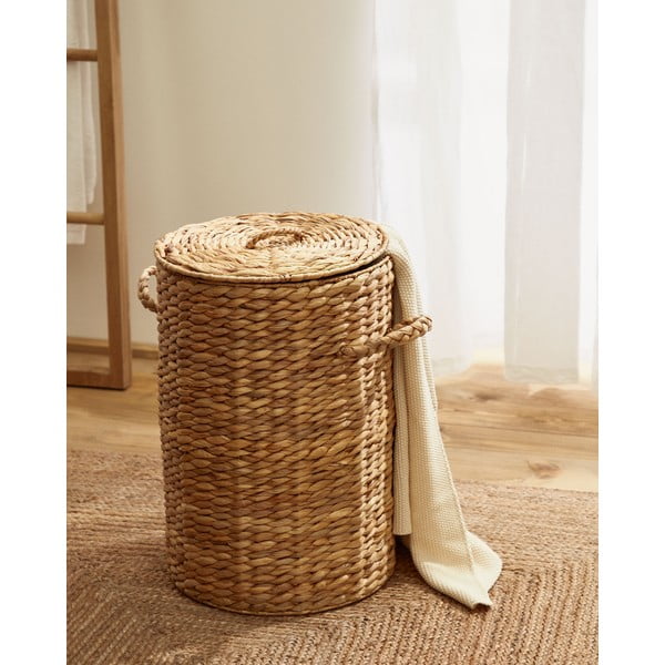 Kôš na bielizeň z vodného hyacintu v prírodnej farbe Yessira – Kave Home-image-1