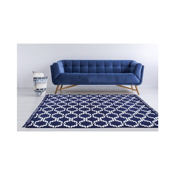 Modro-biely obojstranný koberec Risus, 80 × 150 cm-image-1