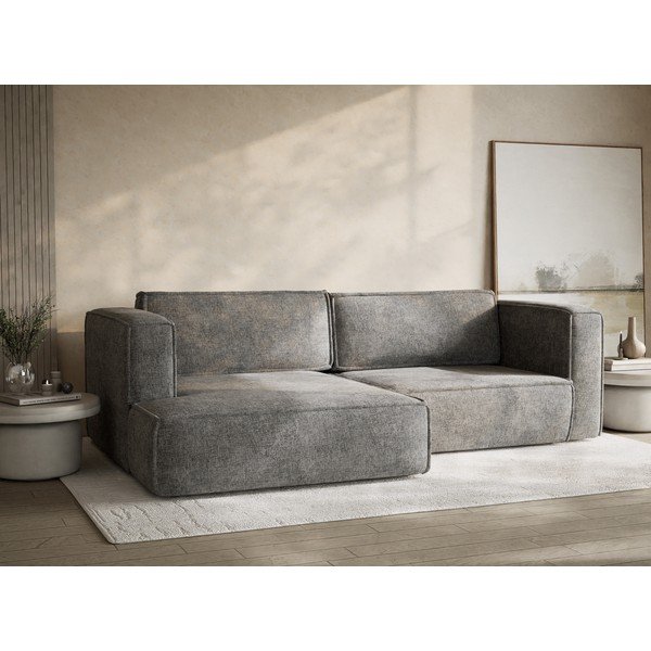 Sivá ženilková rozkladacia/s úložným priestorom rohová pohovka (ľavý roh/s leňoškou) Velto – Maison de Rêve-image-4