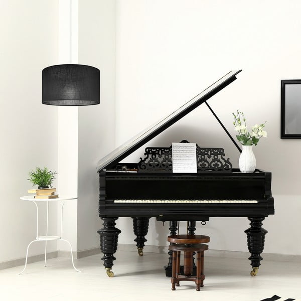 Čierne závesné svietidlo s textilným tienidlom ø 35 cm Vivian – LAMKUR-image-2