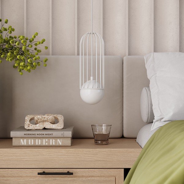 Biele závesné svietidlo so skleneným tienidlom Belinda – Sollux-image-1