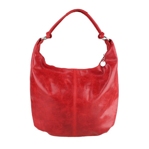 Červená kožená kabelka Chicca Borse Francisca