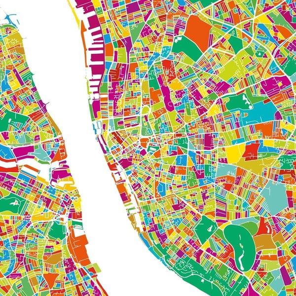 Obraz Homemania Maps Liverpool, 60 × 60 cm