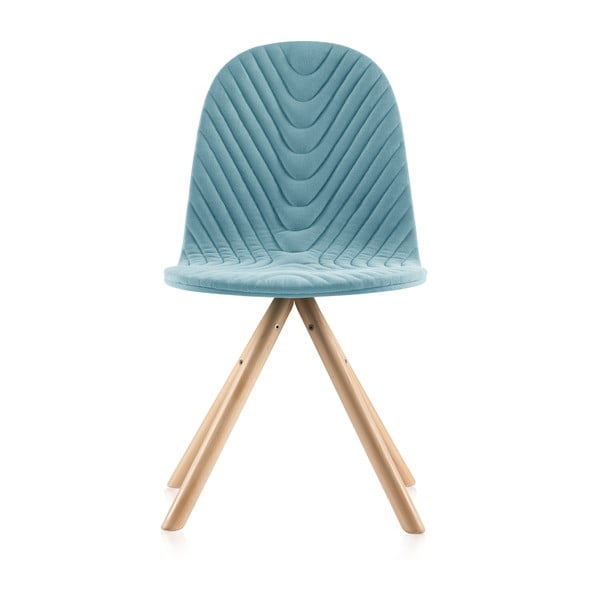 Svetlomodrá stolička s prírodnými nohami IKER Mannequin Wave