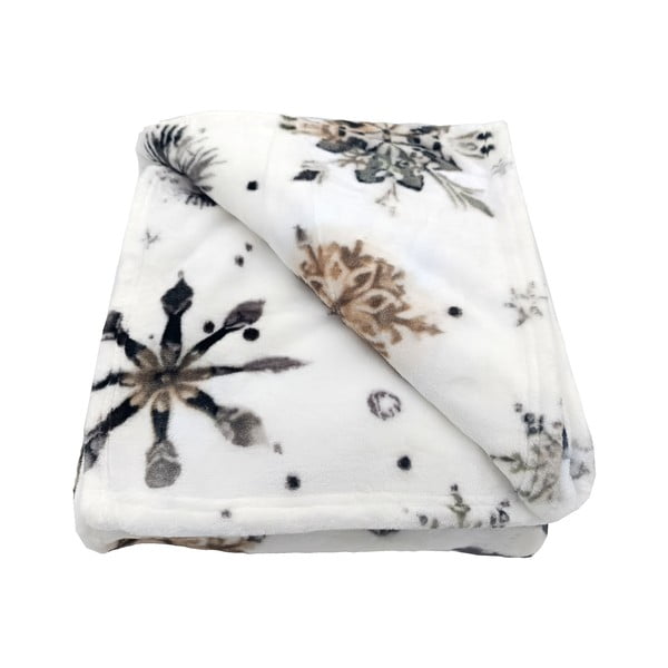 Biela mikroplyšová deka s vianočným motívom 150x200 cm Nord Flake – My House