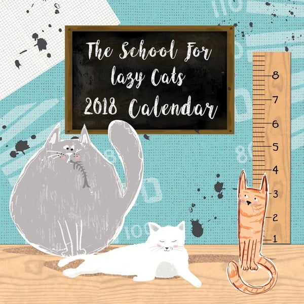 Nástenný kalendár na rok 2018 Portico Designs School For Lazy Cats
