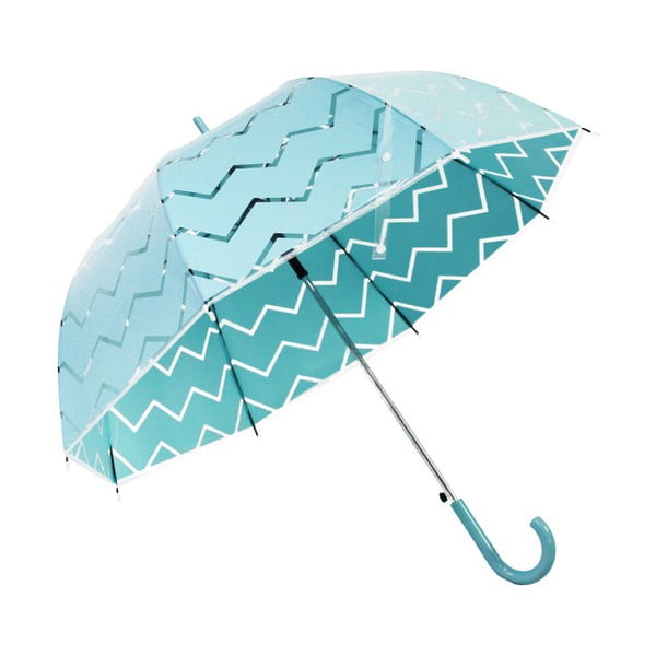 Tyrkysovomodrý tyčový dáždnik Ambiance Chevron, ⌀ 100 cm