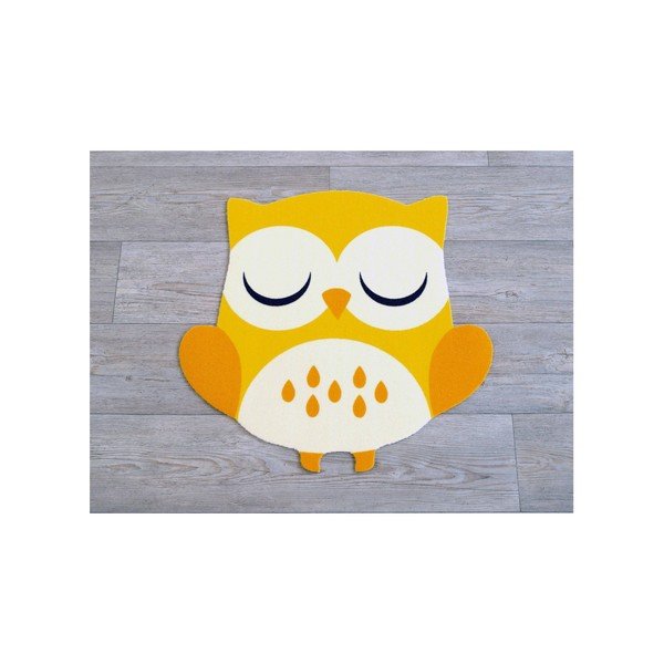 Detský žltý koberec Zala Living Owl, 66 × 66 cm-image-1