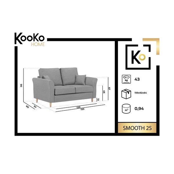 Ružová dvojmiestna pohovka Kooko Home Smooth-image-1