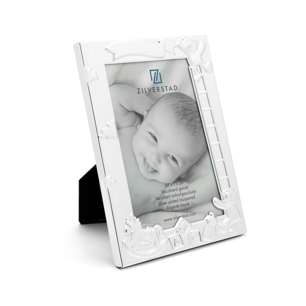 Kovový stojací rámček v striebornej farbe 27x11 cm Baby – Zilverstad