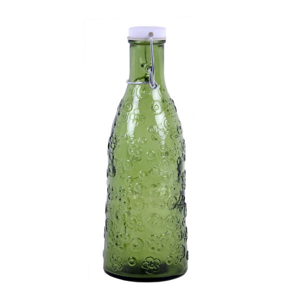 Zelená sklenená fľaša Ego Dekor Flora, 1 l