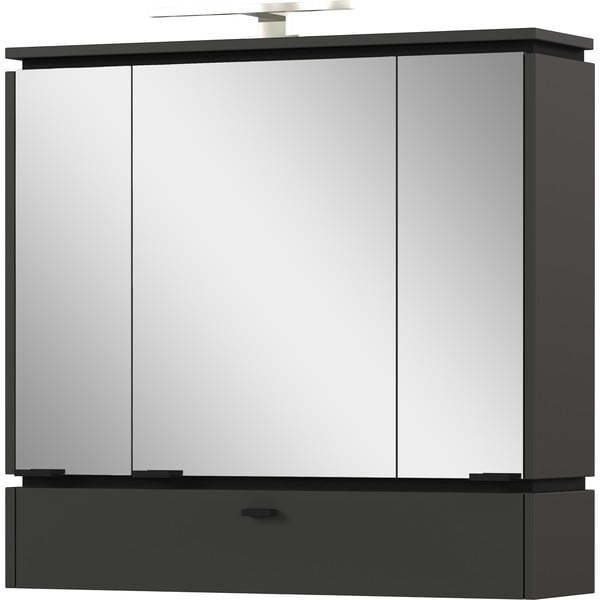 Antracitovosivá kúpeľňová skrinka so zrkadlom a osvetlením 79x80 cm Modesto – Germania-image-1