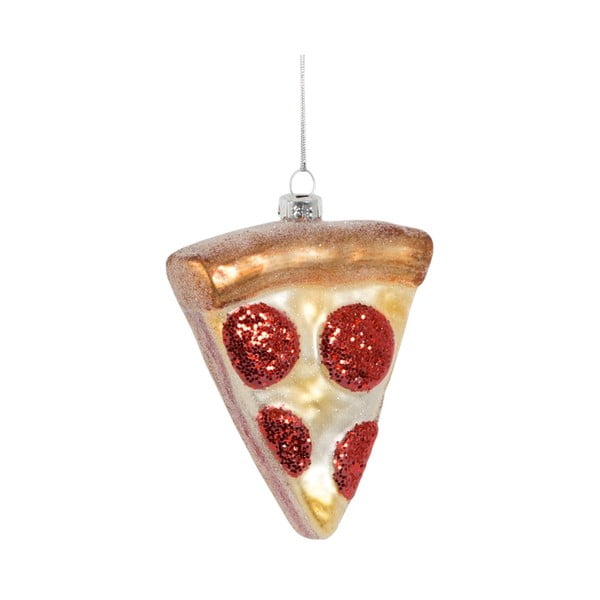 Sklenená ručne vyrobená vianočná ozdoba 10 cm Pizza Slice – Sass & Belle