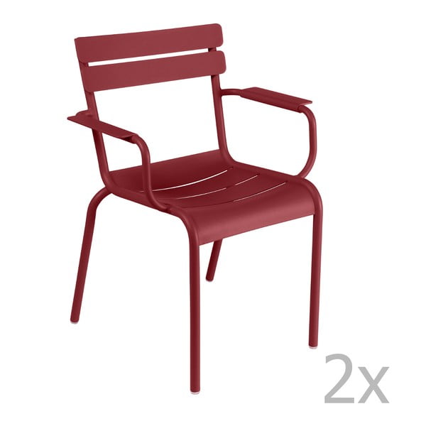Sada 2 sýtočervených stoličiek s opierkami na ruky Fermob Luxembourg