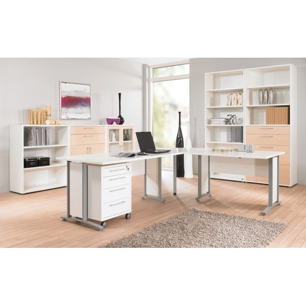 Modulárna knižnica v bielo-prírodnej farbe v dekore duba 178x113 cm Prima – Tvilum-image-1