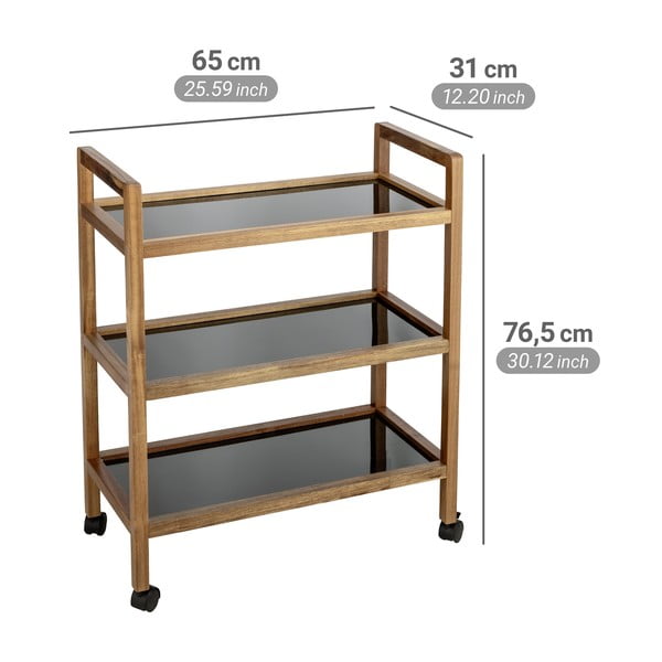 Čierny/v prírodnej farbe kúpeľňový regál z masívu akácie 65x76,5 cm Fondi – Wenko-image-3