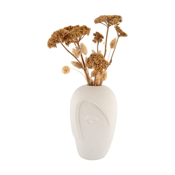 Krémovobiela keramická váza (výška  19,5 cm) Face – House Nordic-image-3