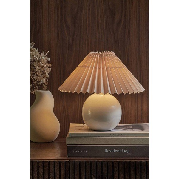 Béžová/krémovobiela látková stolová lampa (výška  22 cm) Mimmi – Ellos Home-image-1