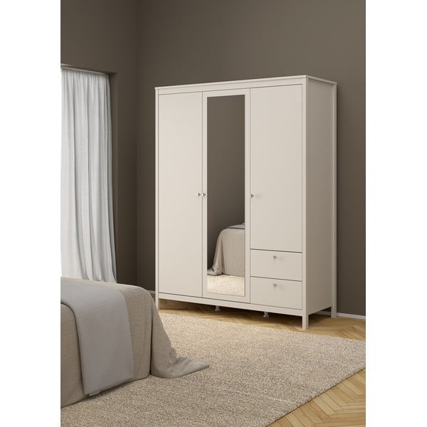 Sivobéžová šatníková skriňa so zrkadlom 150x199x58 cm Madrid – Tvilum-image-1