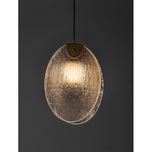 Oceľové LED závesné svietidlo v mosadznej farbe so skleneným tienidlom Shelina – Nova Luce-image-2