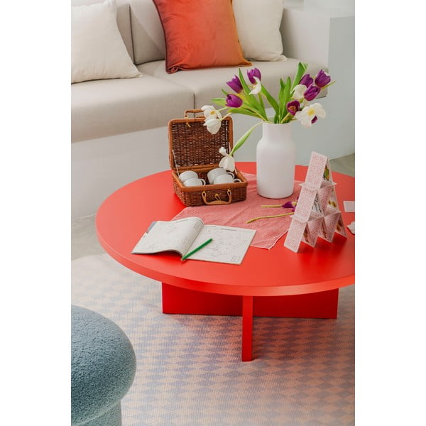 Červený okrúhly konferenčný stolík ø 100 cm Pausa – Really Nice Things-image-1