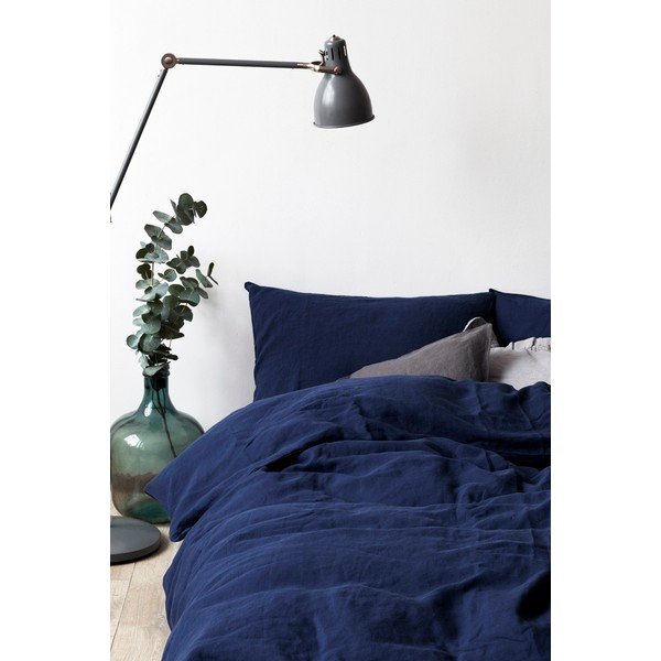Námorníckymodrá ľanová obliečka na vankúš Linen Tales, 70 x 90 cm-image-1