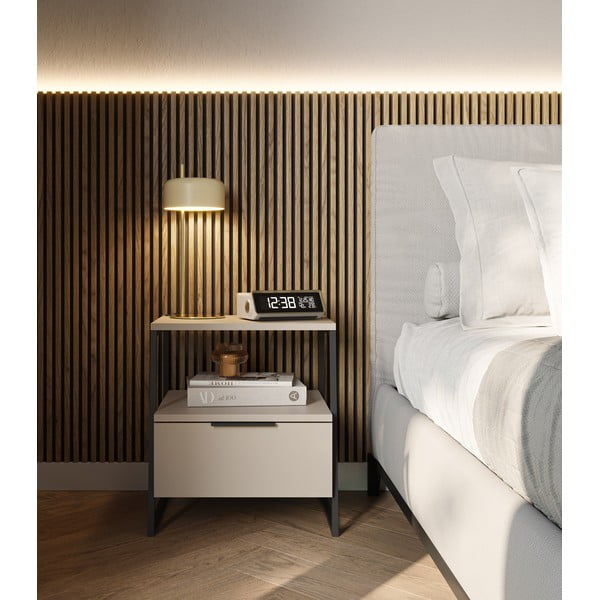 Krémový nočný stolík Velia – Marckeric-image-1